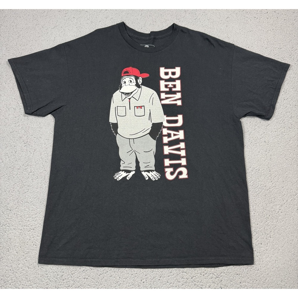 Ben Davis Shirt Mens XL Black Workwear Gorilla Cartoon Graphic Tee Tagless